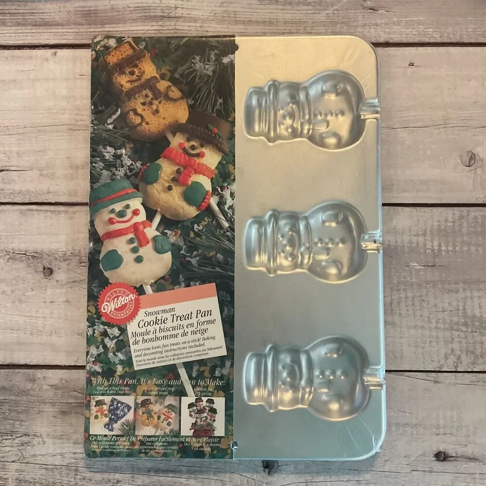2‎ Wilton Snowman Treat Pan Cookies Candy Metal Mold #2105-8107 VTG 1998 NEW